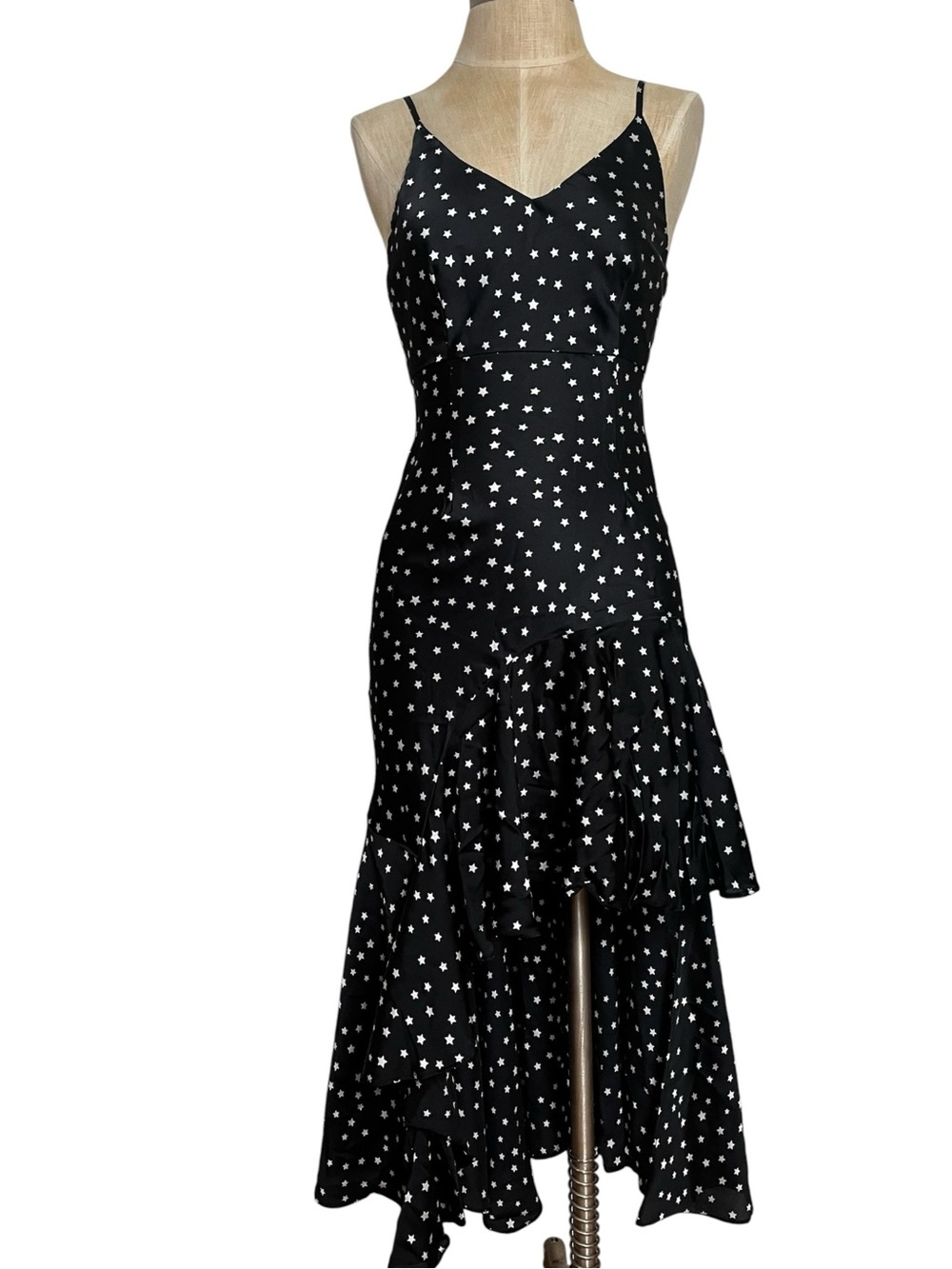 Never Fully Dressed Senorita Star Ruffle Slip Dress Black White Medium - Picture 4 of 12